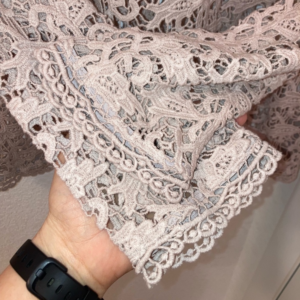 JOIE Antonia Lace & Leather Cotton Blouse Ecru SZ: Large - Picture 6 of 11